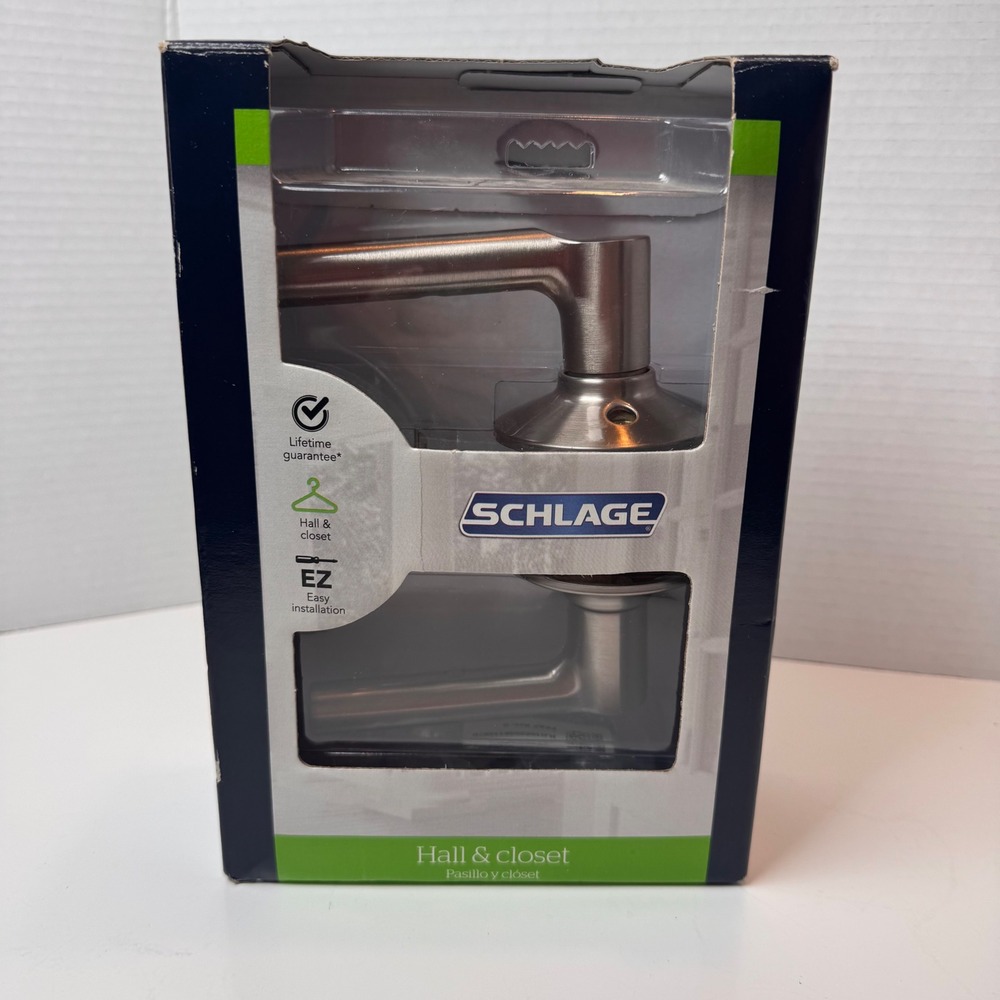Schlage Hall & Closet Door Lever Unisex OS Silver Satin Nickel Passage Handle